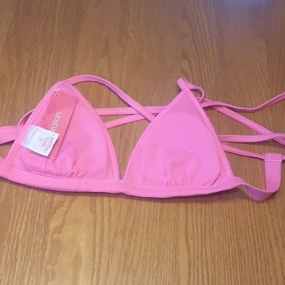 xhilaration Bikini Top Crochet Pink Triangle Crochete Size Medium - Picture 4 of 7